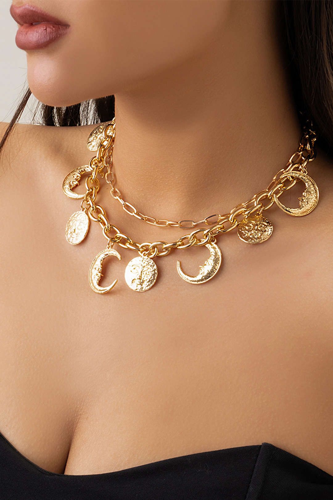 Moon Pendant Layered Necklace sold by Micas product image thumbnail 5