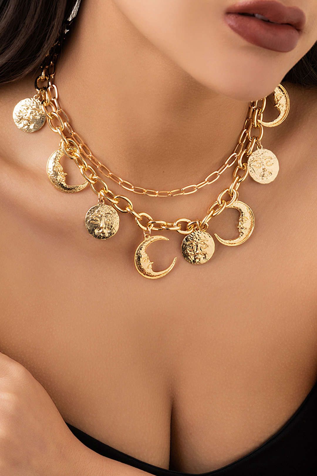 Moon Pendant Layered Necklace sold by Micas product image thumbnail 2