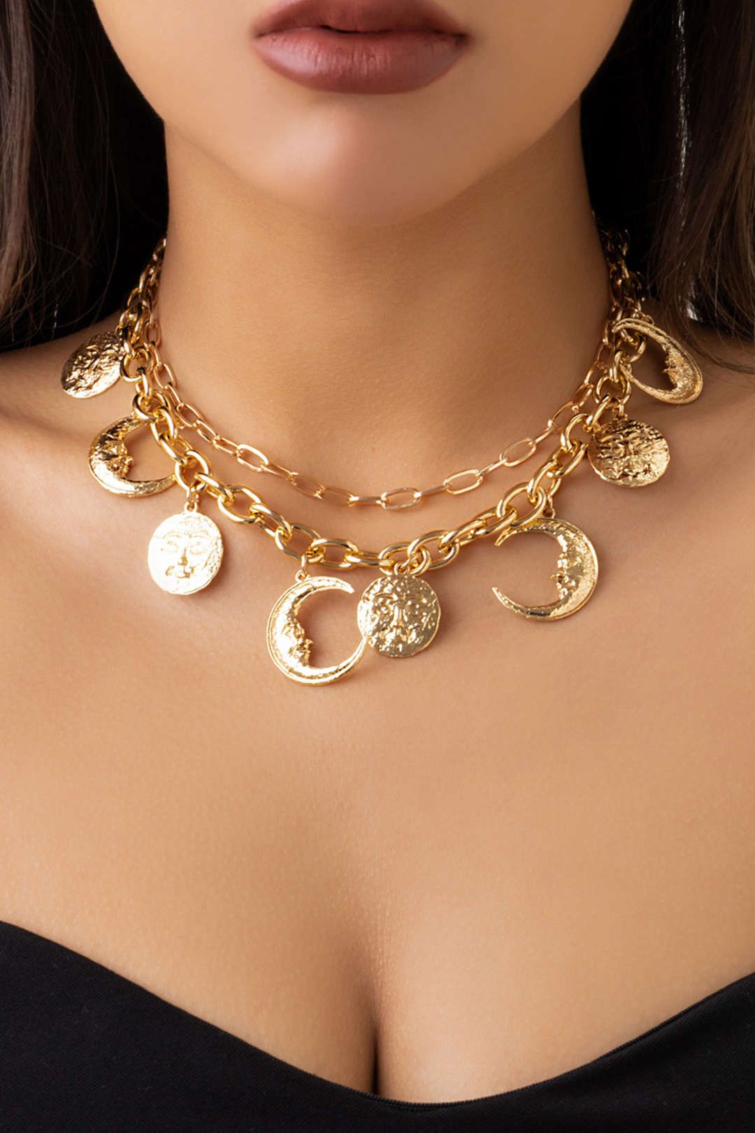 Moon Pendant Layered Necklace sold by Micas product image thumbnail 4