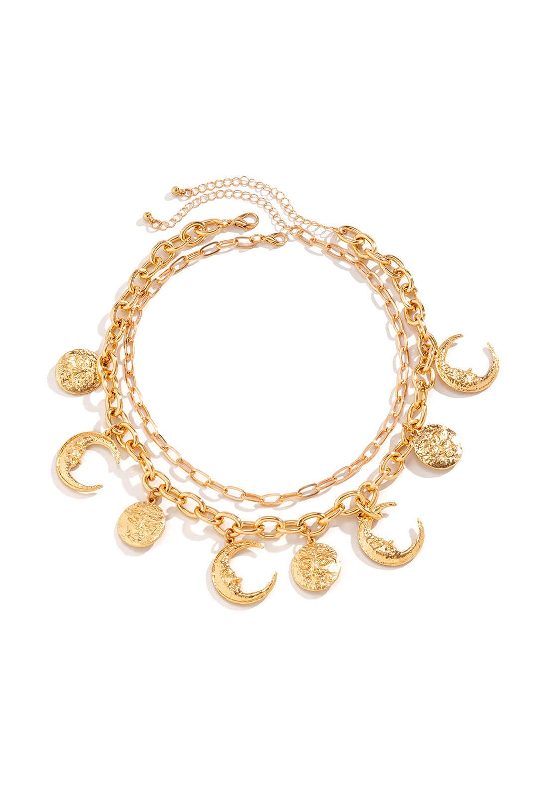 Moon Pendant Layered Necklace sold by Micas