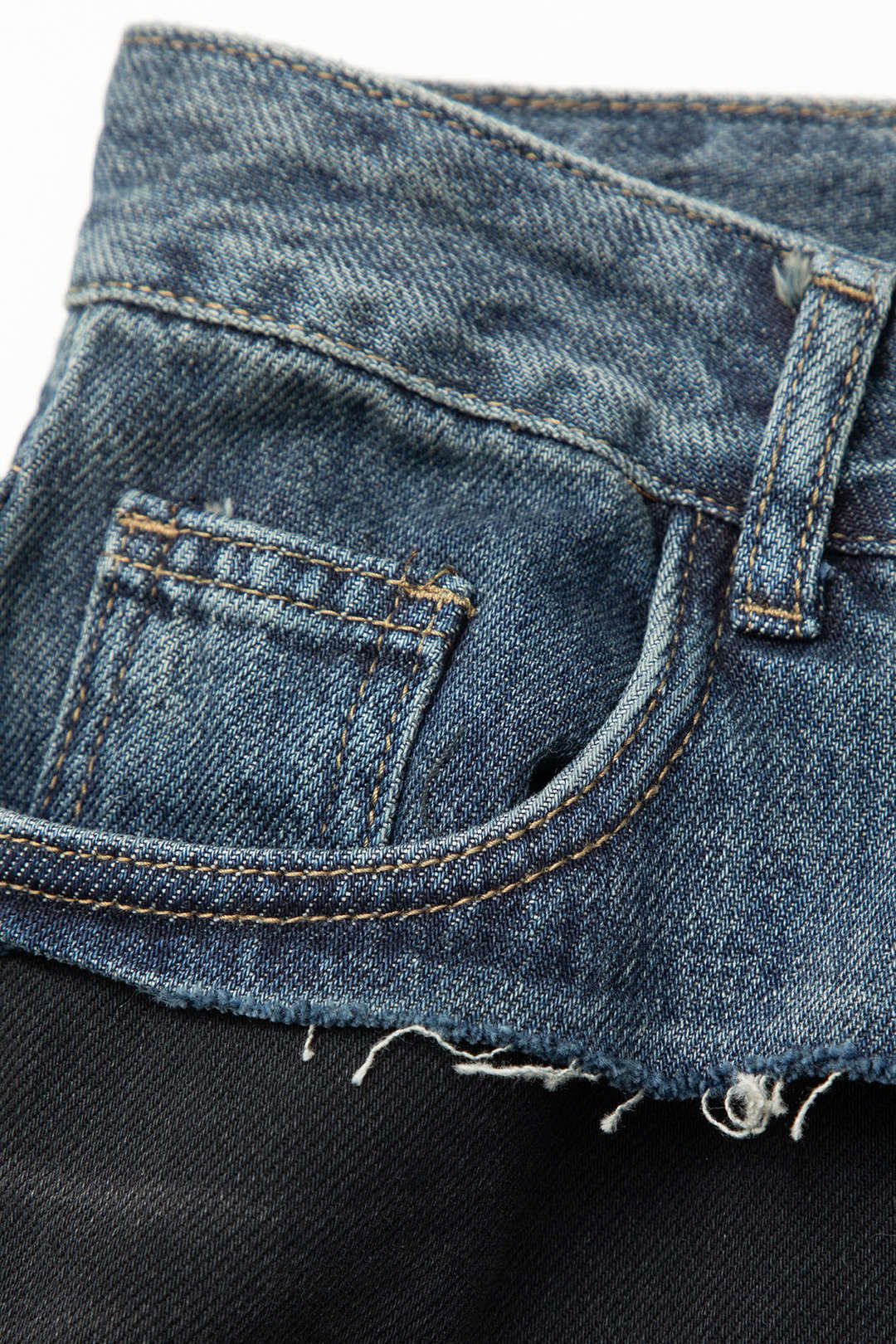 Faded Patchwork Straight Leg Jeans sold by Micas product image thumbnail 3