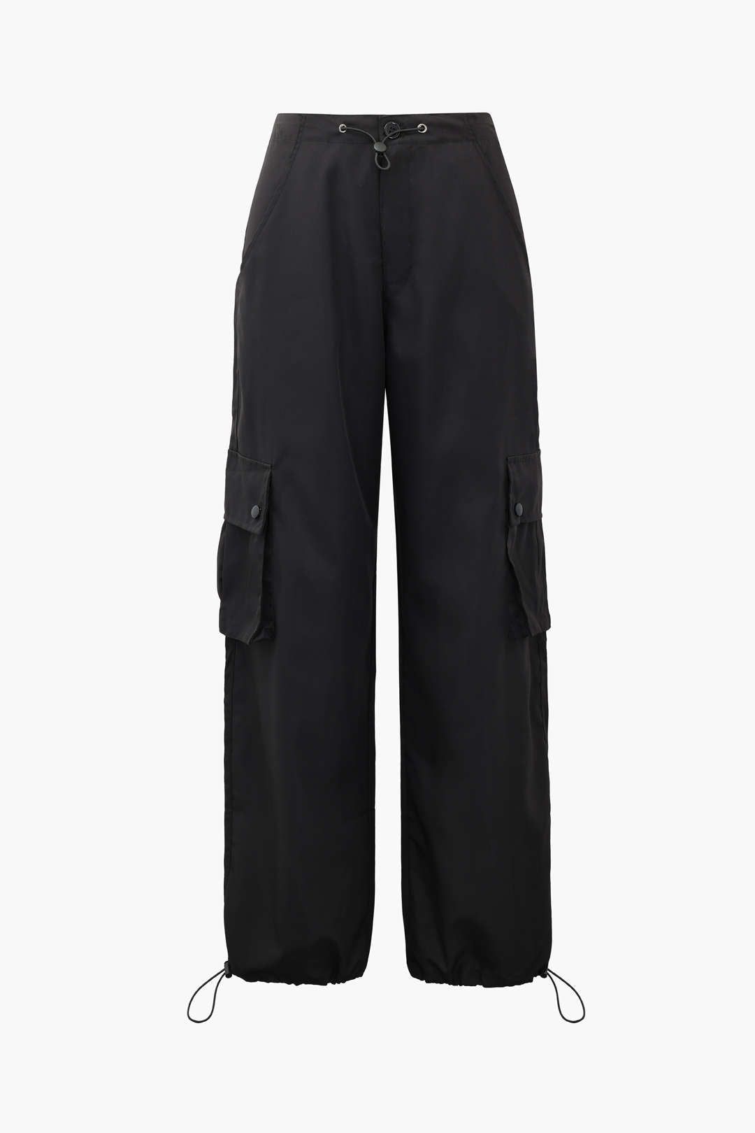 High Waisted Drawstring Flap Pocket Straight Leg Cargo Pants sold by Micas