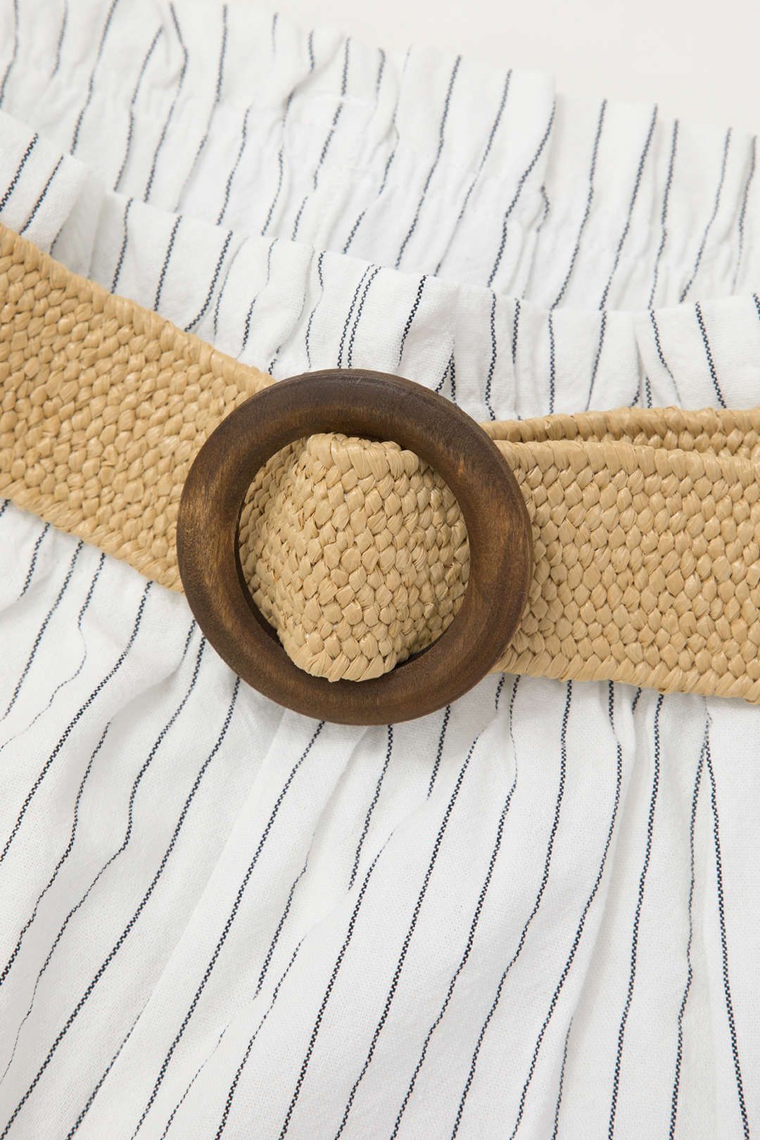 Linen-Blend Stripe Shorts With Straw Belt sold by Micas product image thumbnail 3