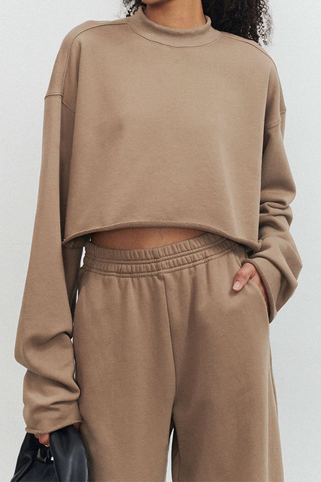 Raw Trim Long Sleeve Pullover Sweatshirt And Straight Leg Pants Set sold by Micas product image thumbnail 2