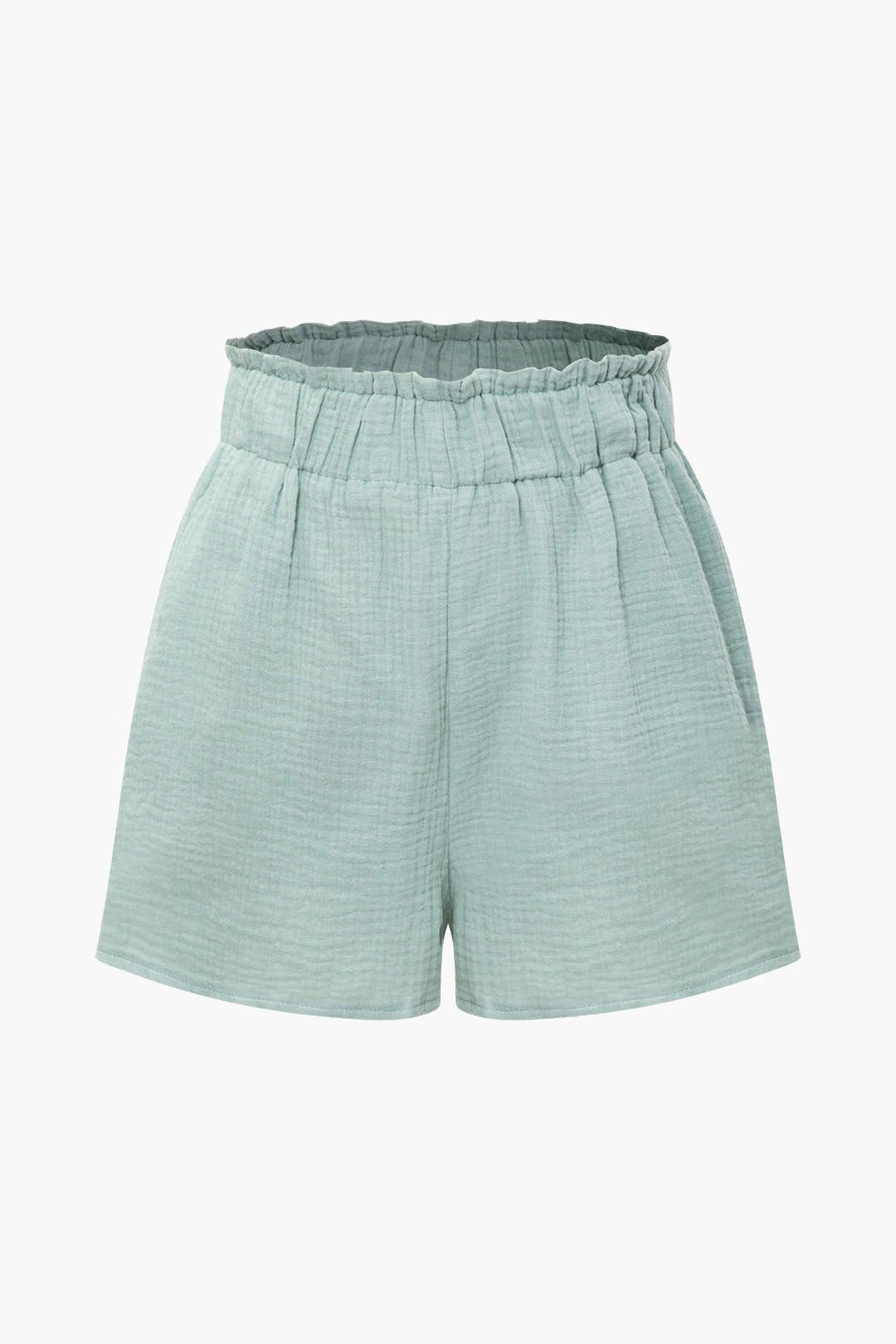 V-neck Rolled Cuff T-shirt And Elastic Waist Shorts Set sold by Micas product image thumbnail 3