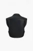 Solid imiteret læder vest med knaplomme sold by Micas