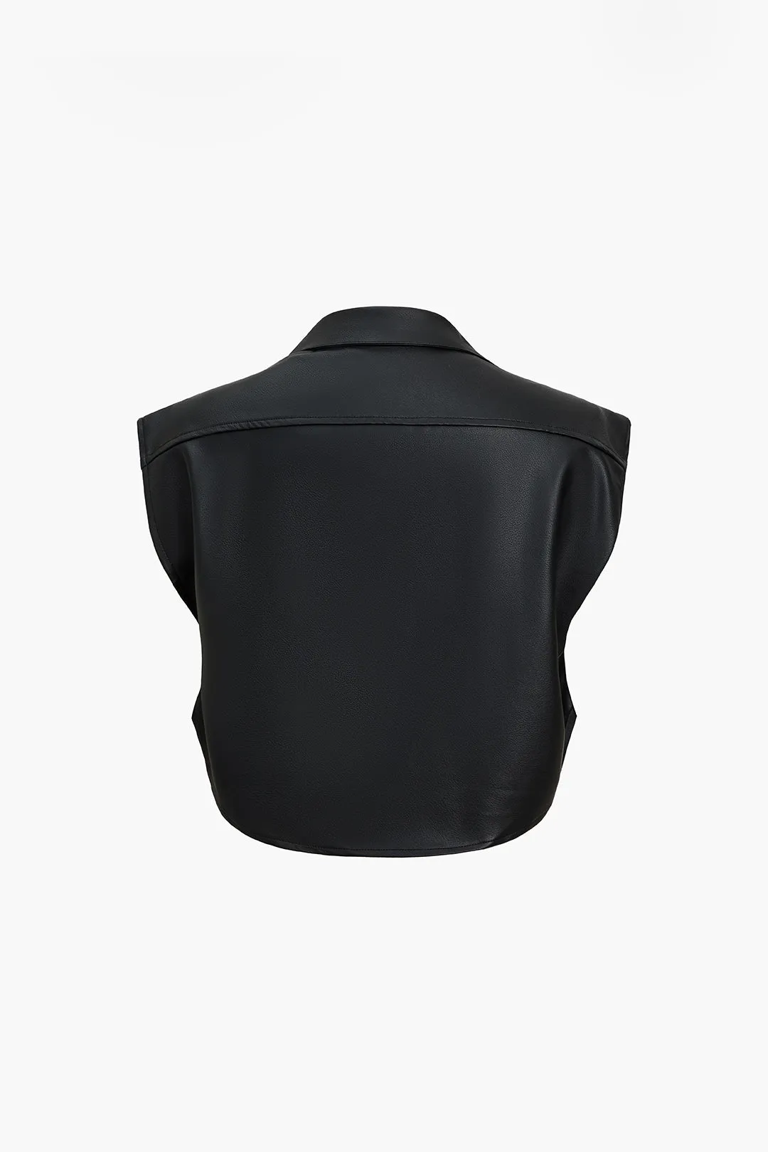 Solid imiteret læder vest med knaplomme sold by Micas product image thumbnail 3