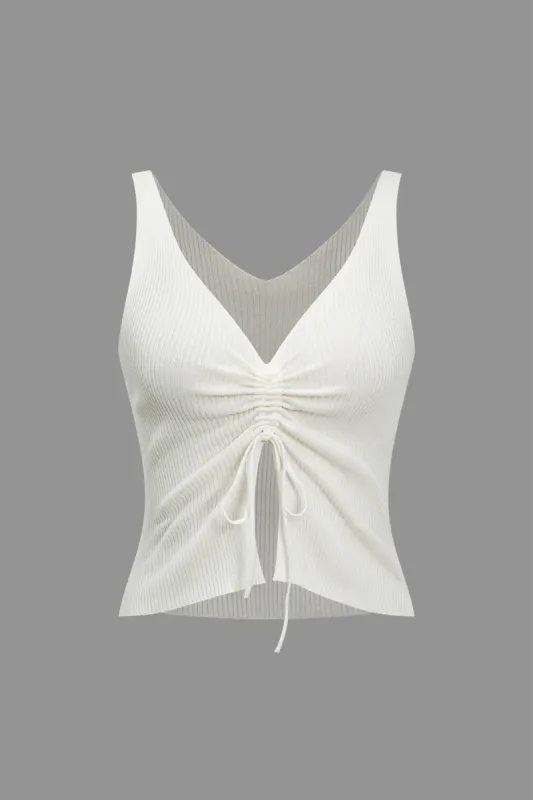 Solid Knit Drawstring Tank Top sold by Micas