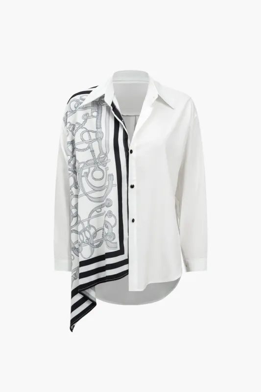 Abstract Print Asymmetrical Long-Sleeve Shirt sold by Micas