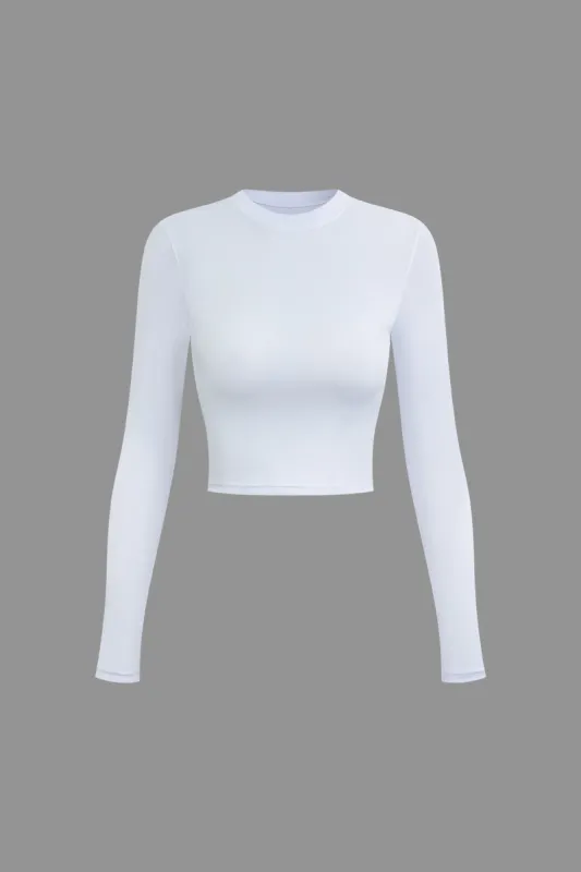 Basic Solid Long-Sleeve Top sold by Micas
