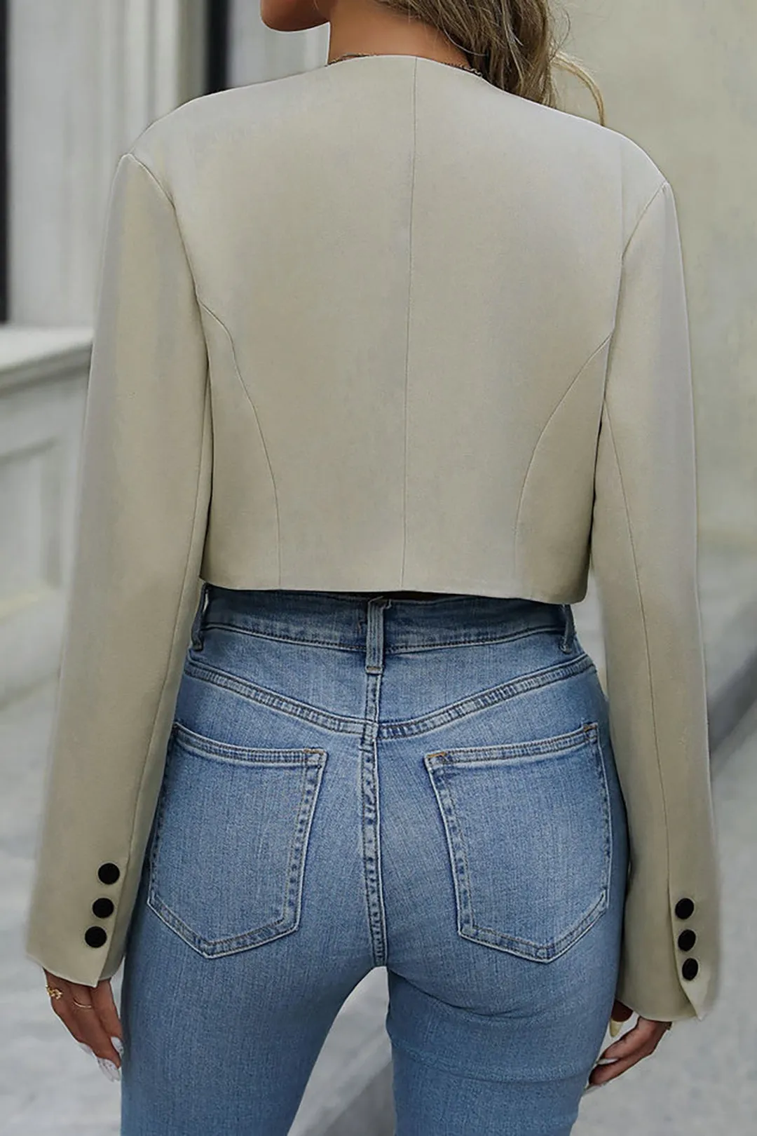 Solid Button Crop Blazer sold by Micas product image thumbnail 2