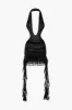 Solid Ring Fringe Backless Deep V neck Mini Dress sold by Micas
