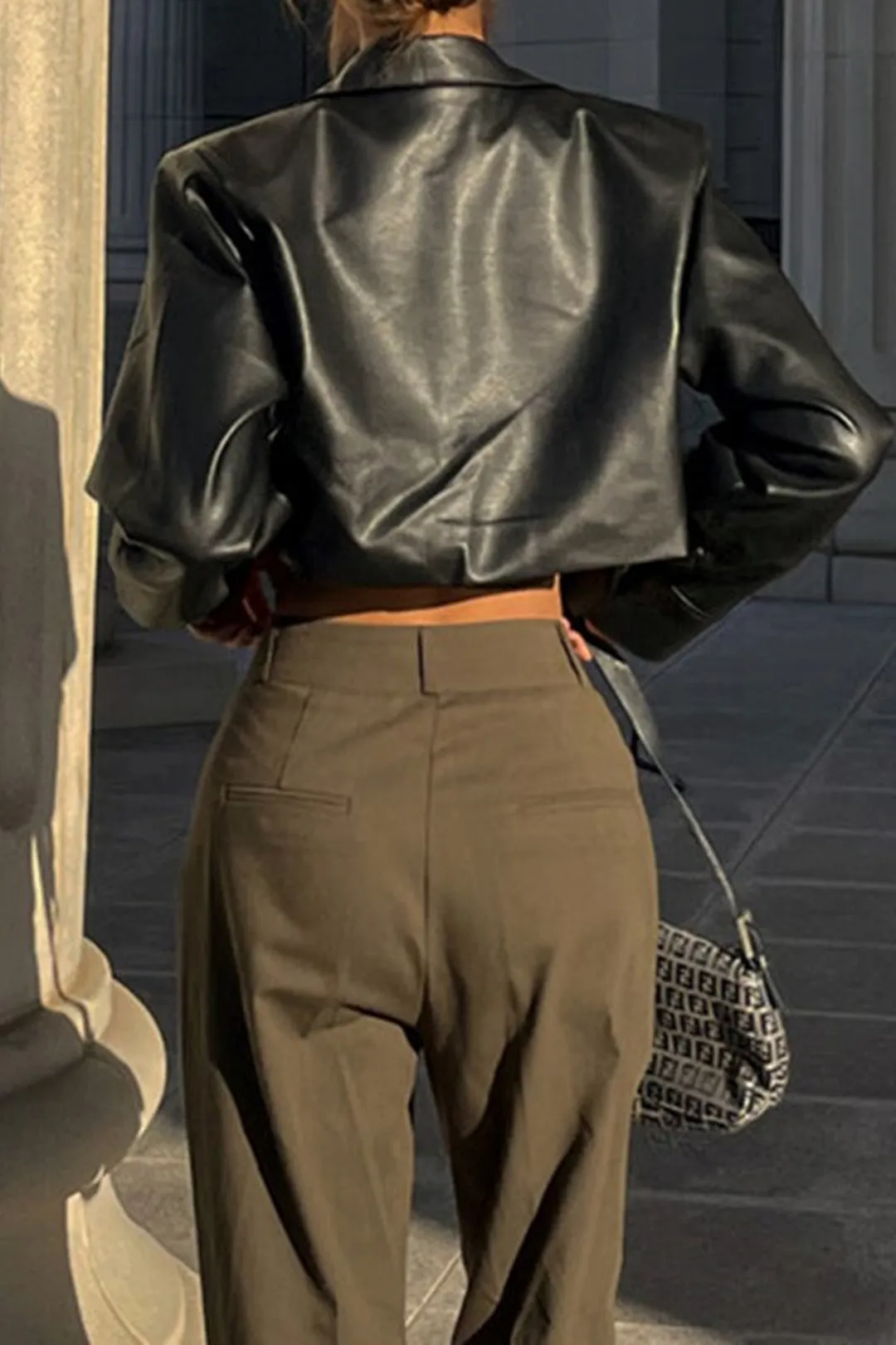 Leather Button Crop Jacket sold by Micas product image thumbnail 2