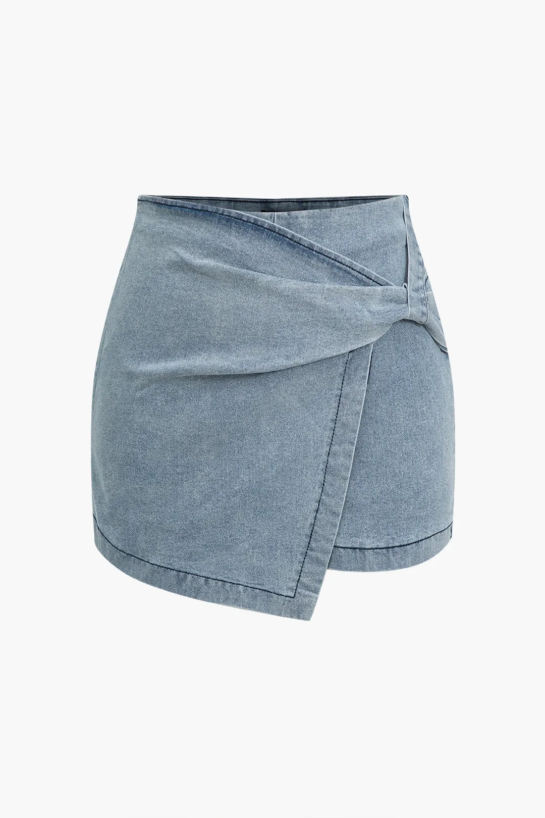 Solid Twist Knot Zipper Denim Skirt sold by Micas