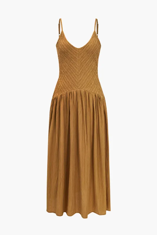 Solid Backless V-Neck Slip Midi Dress sold by Micas