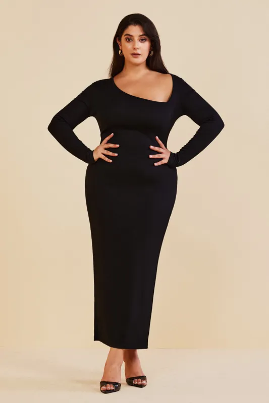 Plus Size Solid Asymmetrical Maxi Dress sold by Micas