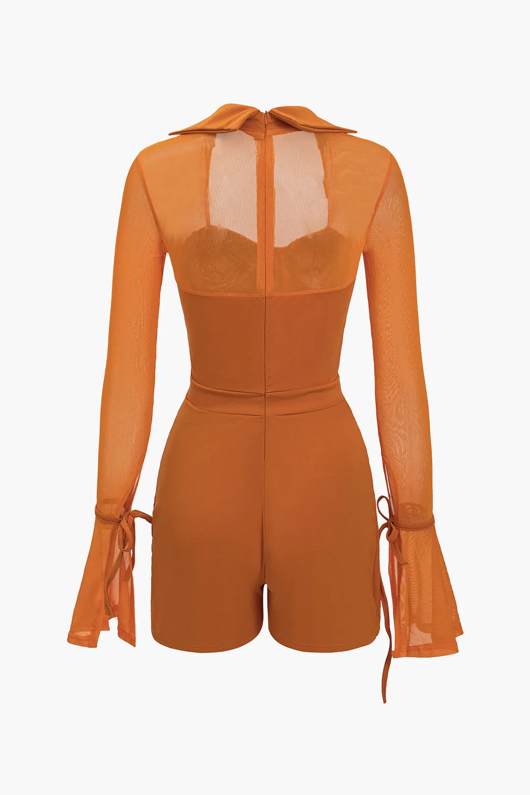 Solid Bell Sleeves Kontrast Mesh Bustier Lynlås Romper sold by Micas product image thumbnail 2