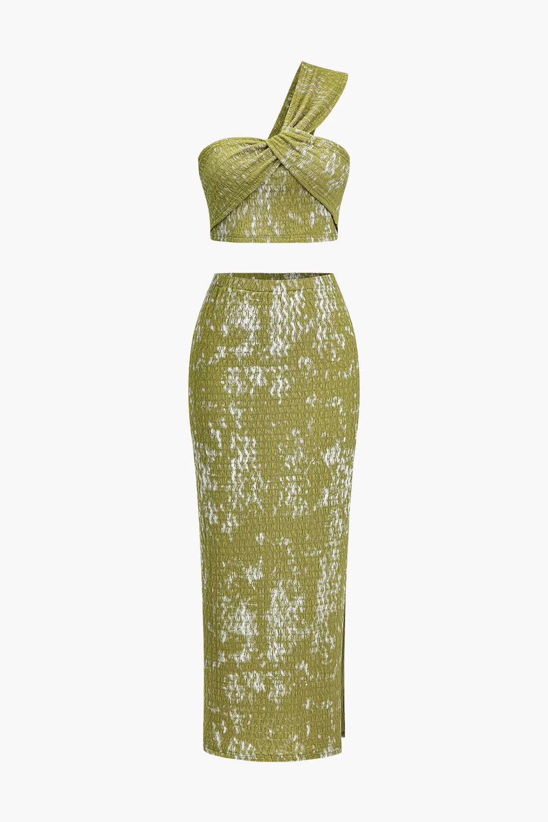 Twist Knot Crop Top And Midi Skirt Set sold by Micas