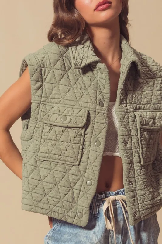 Solid Button Pocket Vest sold by Micas