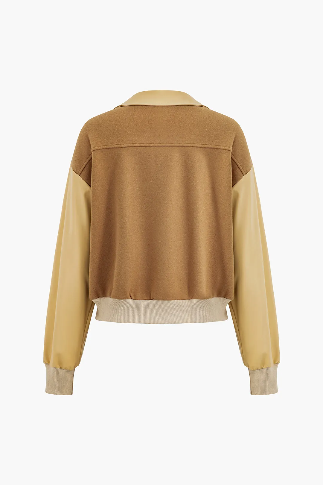 Patchwork læder farveblok lynlåsjakker sold by Micas product image thumbnail 2