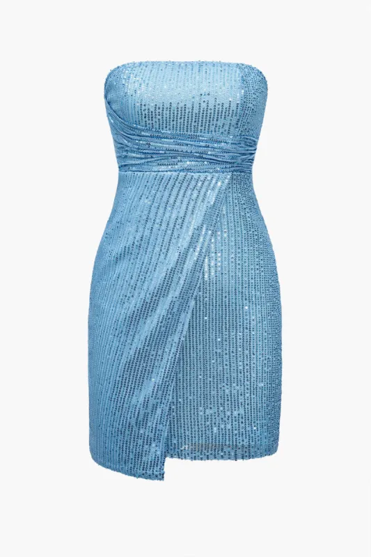 Solid Sequin Mini Dress sold by Micas