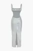 Solid Sequin Backless Slit Maxi Dress sold by Micas