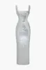 Solid Sequin Backless Slit Maxi Dress sold by Micas