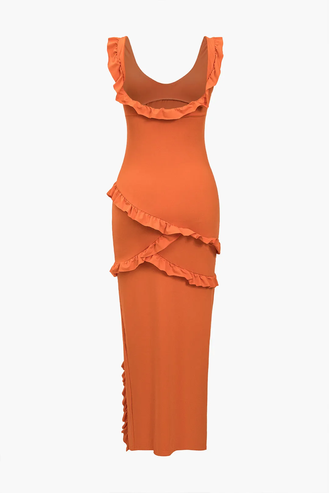 Solid rygfri fluffle spalte maxi kjole sold by Micas product image thumbnail 2