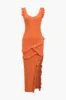 Solid rygfri fluffle spalte maxi kjole sold by Micas