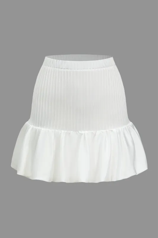 Solid Pinstripe Textured Ruched Mini Skirt sold by Micas