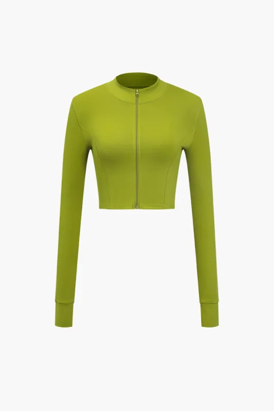 Solid Zipper Sports Long-Sleeve Top sold by Micas