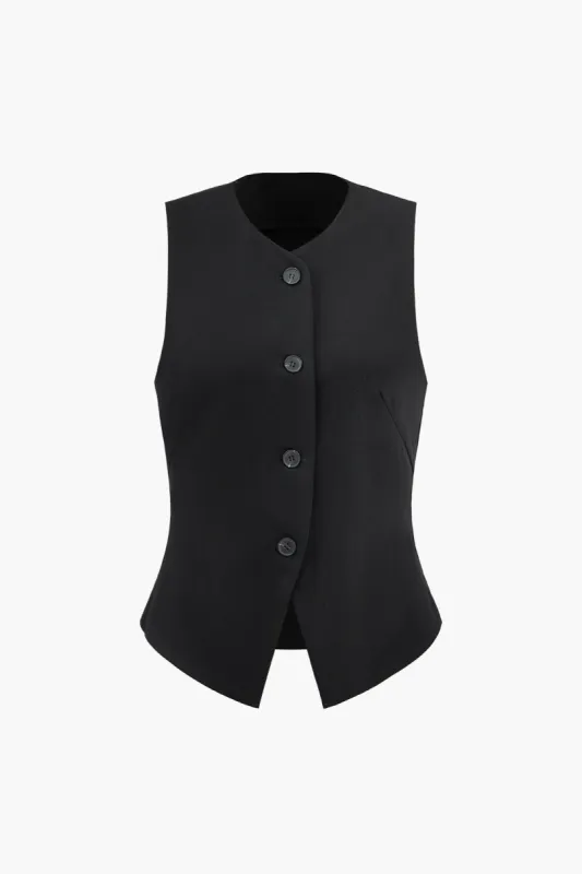 Solid tanktop med knapdetaljer sold by Micas