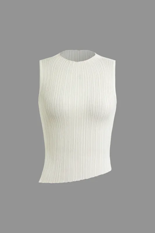 Solid strik spalt asymmetrisk tank top sold by Micas