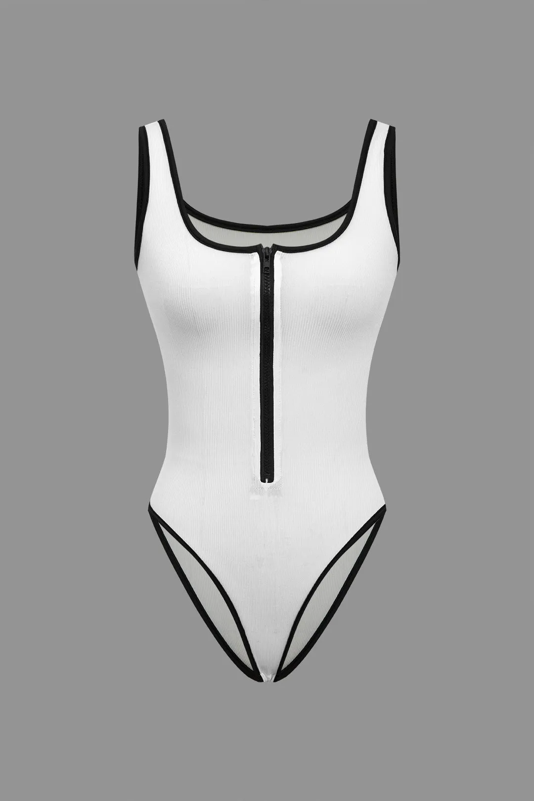 Bodysuit med lynlås i kontrasttank sold by Micas