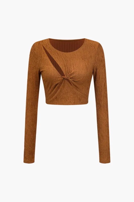 Solid Twist Knot Long-Sleeve Top sold by Micas