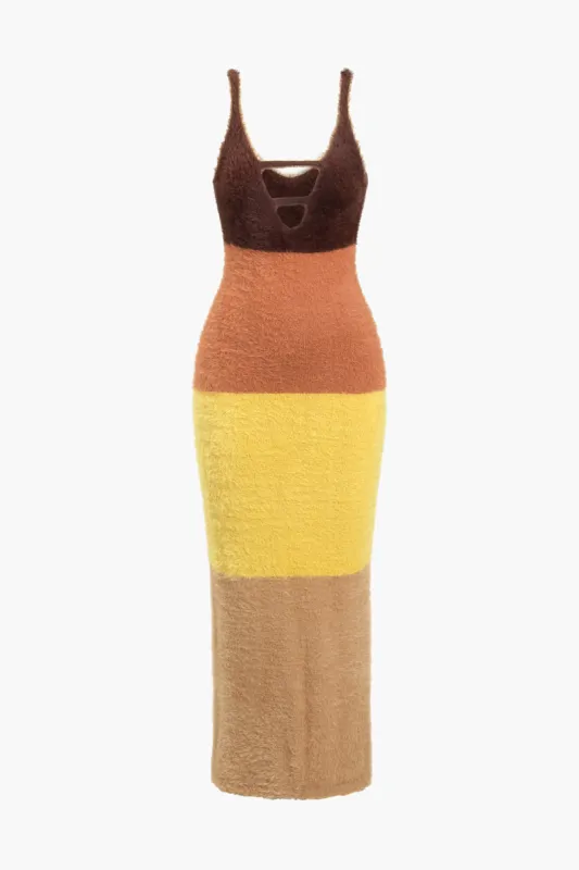 Color Block Print Sweater Cut Out Sweater Dress made by Micas