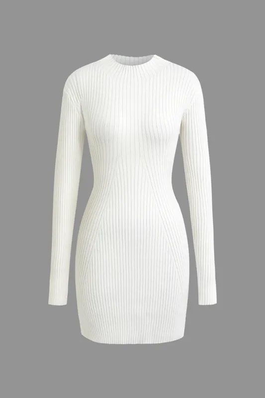 Basic Solid Knit Long Sleeve Mini Dress sold by Micas