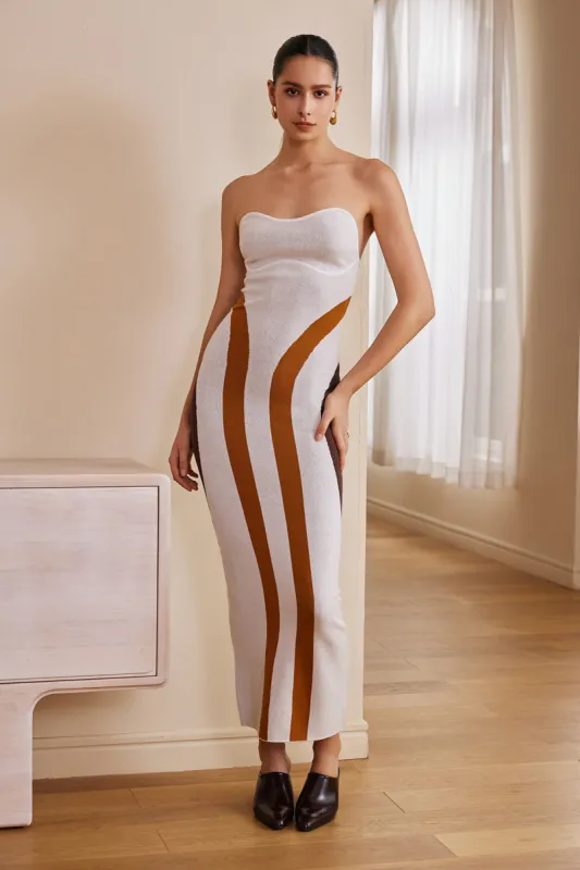 Color Block Print Strik Slip Maxikjole sold by Micas