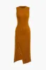 Solid Knit Slit Asymmetrical Dress sold by Micas