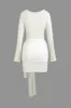Basic Solid Knit Wrap Knot Mini Dress sold by Micas