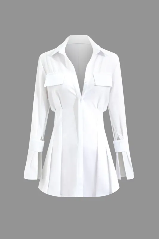 Solid Ruched Shirt Mini Kjole sold by Micas