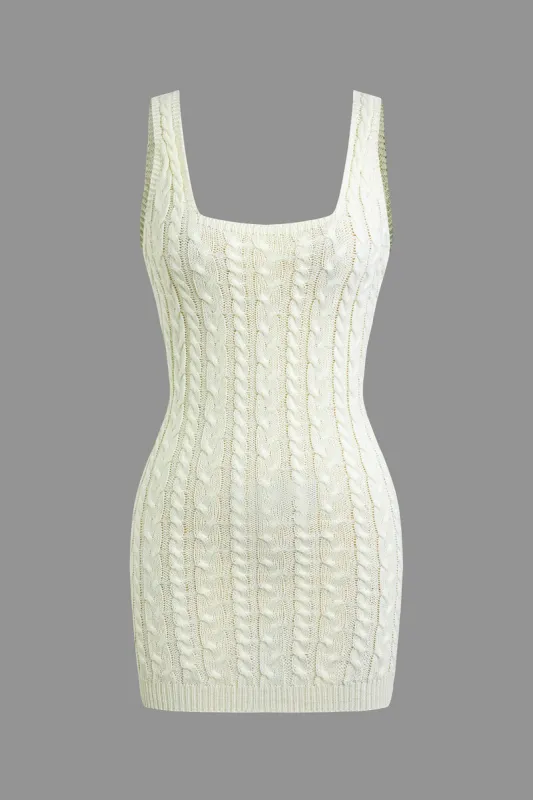 Basic Solid Cable Knit Mini Dress sold by Micas