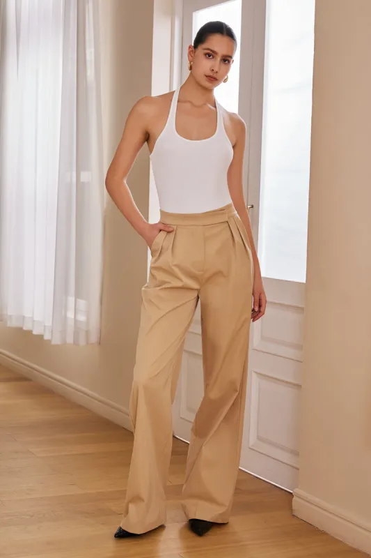 Solid Ruched Wide Leg Trousers sold by Micas