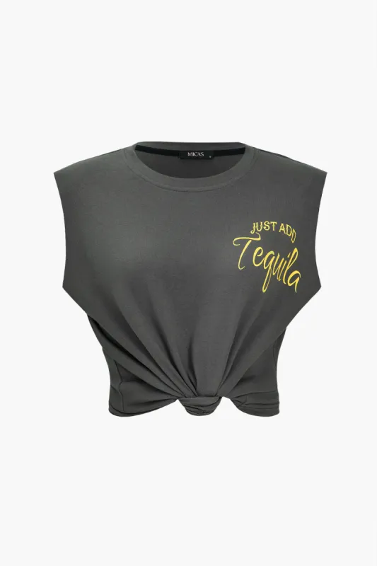 Basic T-shirt med bogstavtryk sold by Micas