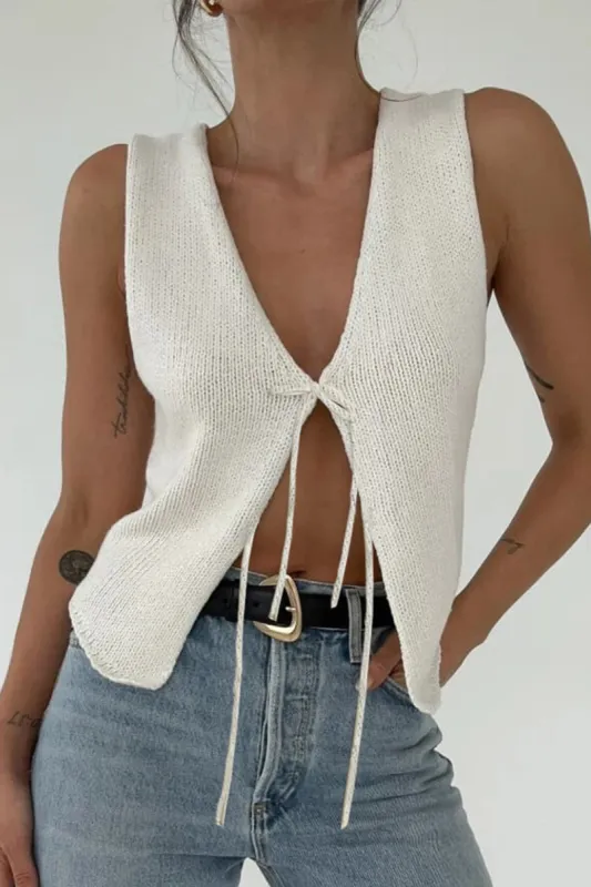 Solid Tie Front Strik Vest sold by Micas