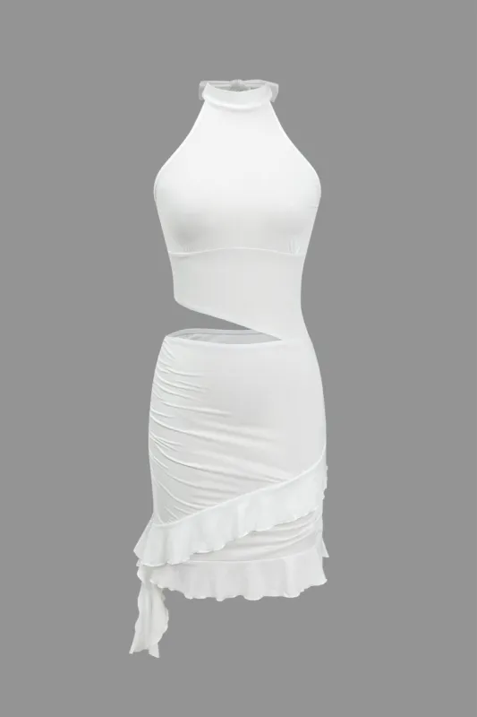 Solid Ruffle Mini Dress sold by Micas