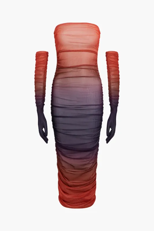 Ombre Mesh Midi Dress With Gloves sold by Micas