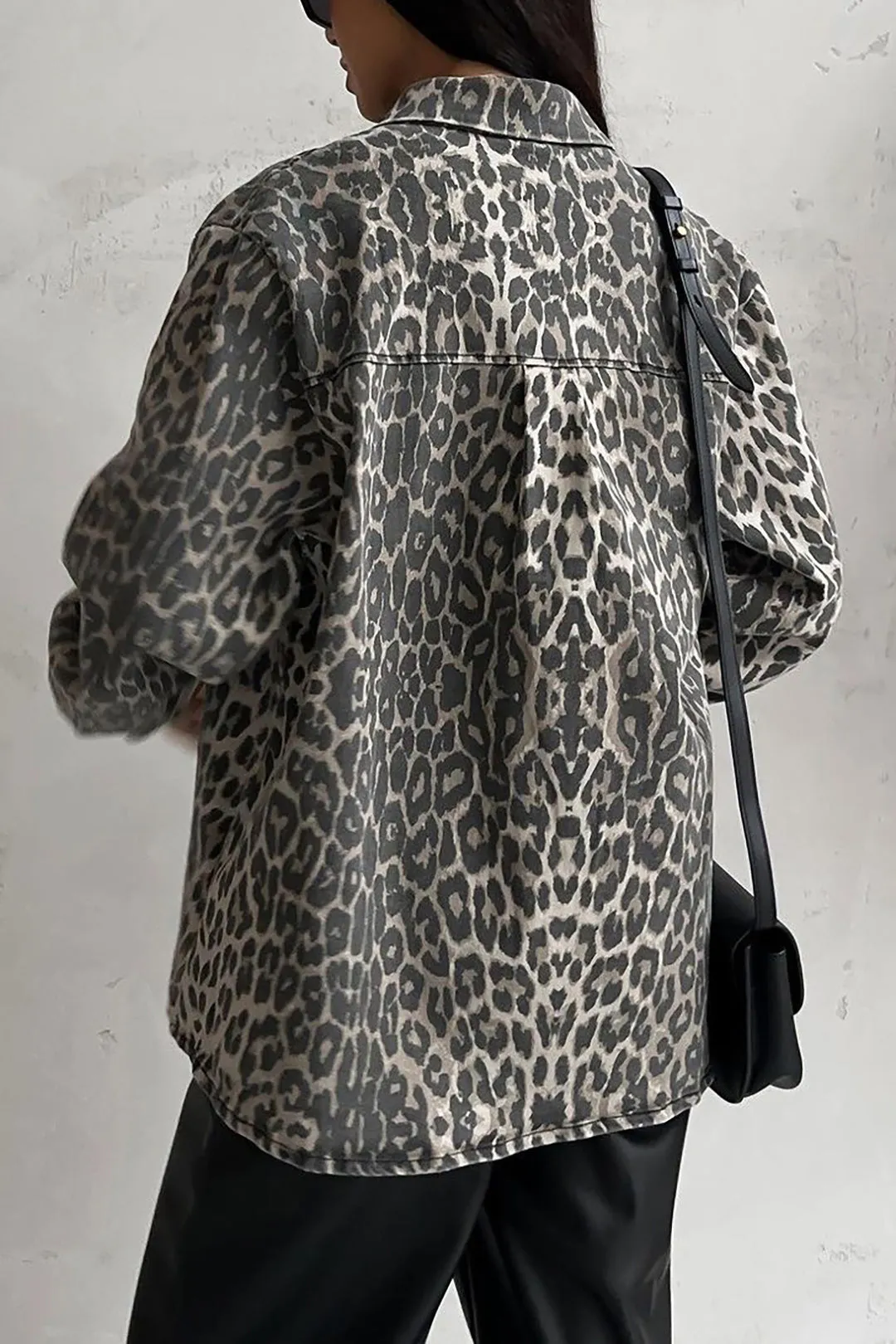 Leopard Print Denim Button Pocket Outerwear sold by Micas product image thumbnail 2