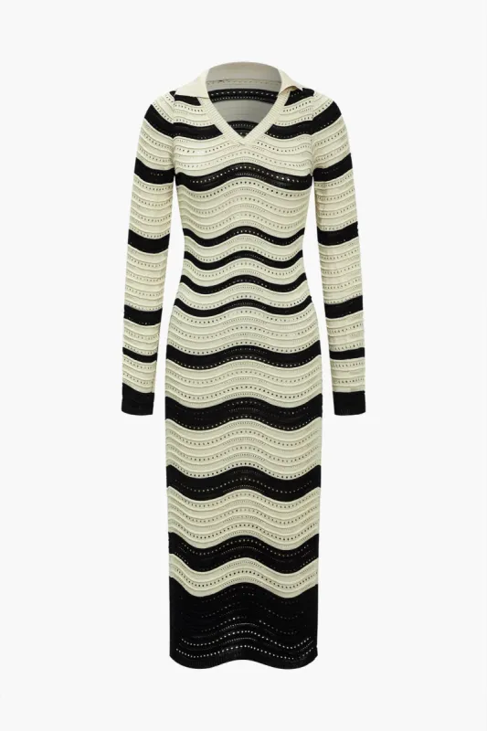 Grundlæggende stribe print sweater sweater kjole sold by Micas