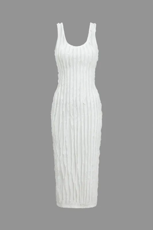 Solid Ruffle Strap Midi Dress sold by Micas